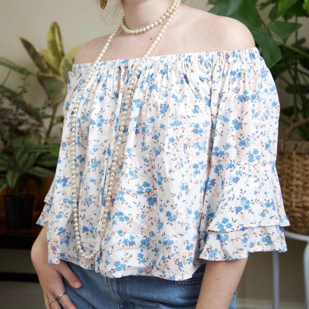 Off the shoulder floral blouse